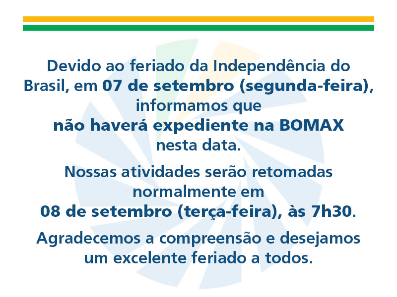 Feriado 7 de setembro 2026 No mercado h&aacute; 40 Anos, a Bomax &eacute; refer&ecirc;ncia como empresa de bombas para ind&uacute;stria. Bomba pneum&aacute;tica, bomba dosadora, filtro prensa e muito mais.